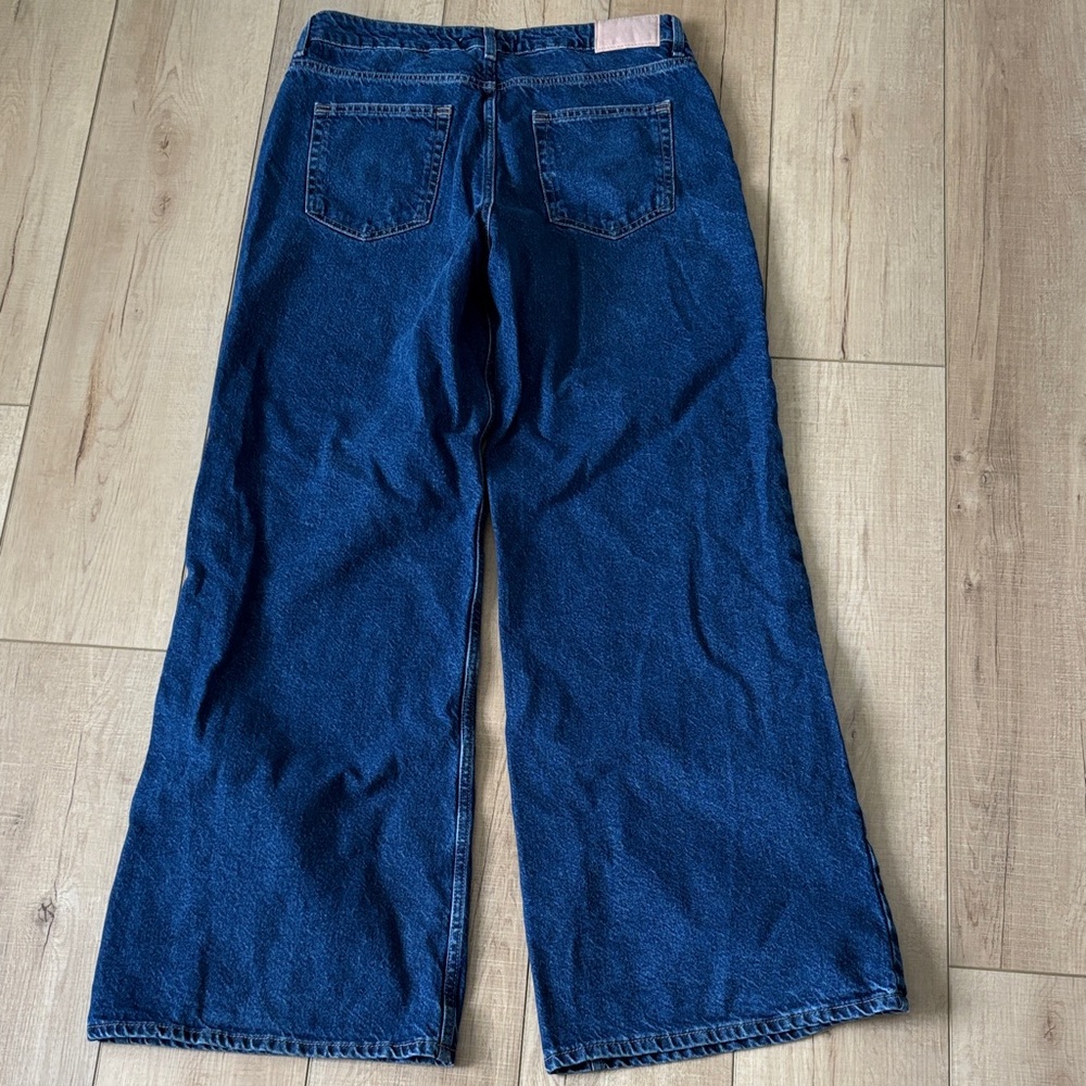 Zara Dark Blue High Waist Wide Leg Women's Jeans - Picture 3 of 3